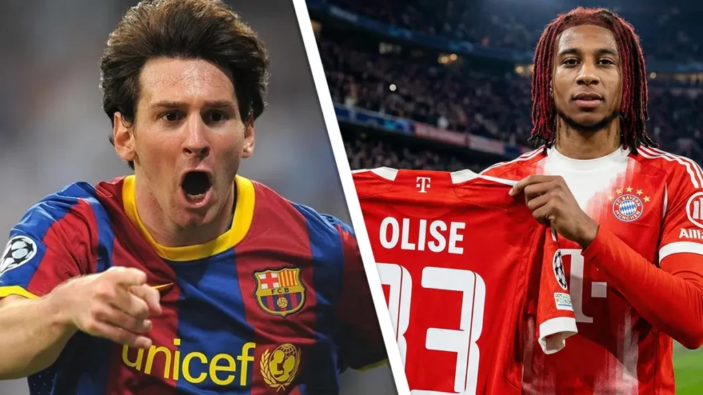 Olise et Lionel Messi en confrontation sur un record