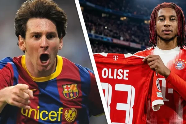 Olise et Lionel Messi en confrontation sur un record